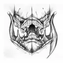 sketch of the maxilla, focusing on its unique features, like the jaw extension tattoo design idea