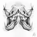 sketch of the maxilla, focusing on its unique features, like the jaw extension tattoo design idea