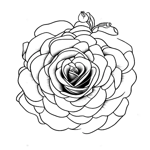 flower bouquet of two roses, a lily, a gerbera and  ivy. tattoo design idea