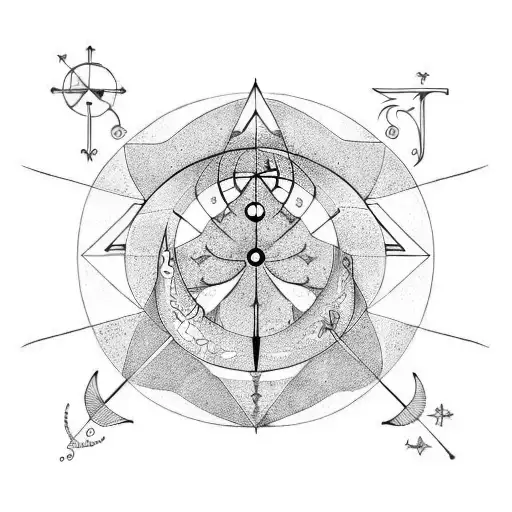 zodiac cancer, aquarius and aries tattoo design idea