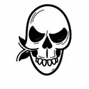 friendly happy cartoon skull with wheatsheaf around it. include the words "No grain, no pain" tattoo design idea