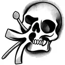 friendly happy cartoon skull with wheatsheaf around it. include the words "No grain, no pain" tattoo design idea