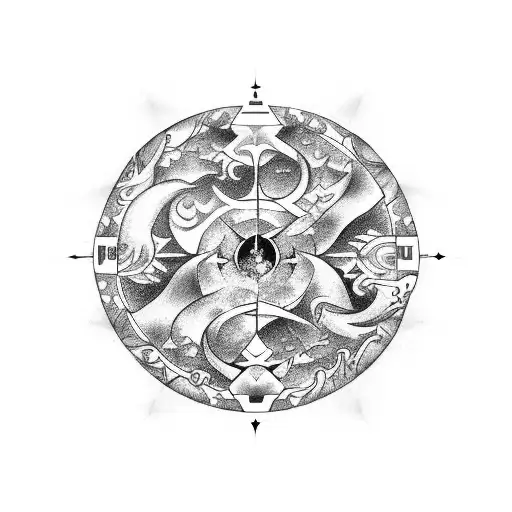 mix of zodiac sign Gemini, pisces, Taurus, Capricorn  tattoo design idea