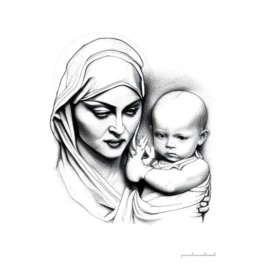 madonna and child tattoo design idea