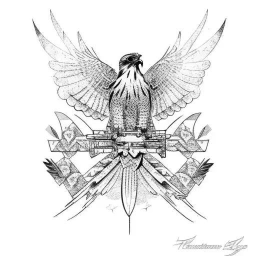 hawk and bluebird protective and guiding tattoo design idea