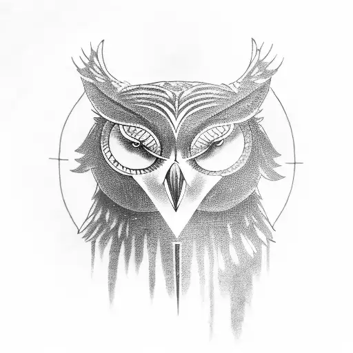 An owl and a weird wolf standing side by side, representing the balance between wisdom and strength, and family tattoo design idea