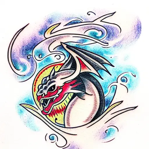 space dragon tattoo design idea