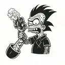 bart simpson smoking tattoo design idea
