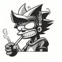 bart simpson smoking tattoo design idea