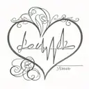 Heartbeat with name Zeenu tattoo design idea