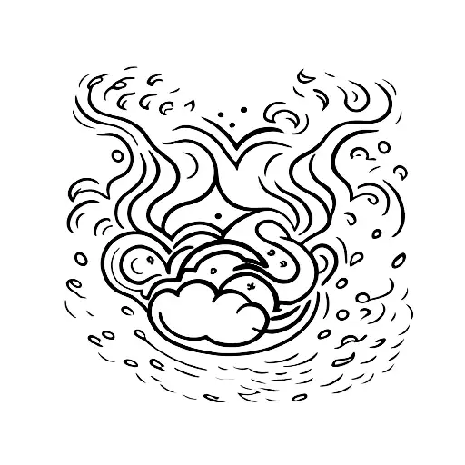 A minimalist tattoo of a cloud engulfed in flames tattoo design idea
