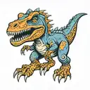 blue and orange kid t rex tattoo design idea