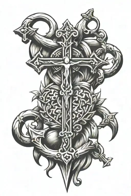 crucifix heart anchor tattoo tattoo design idea