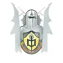 Templar knight with a shield and sword tattoo design idea