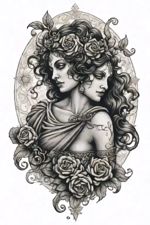 Hades and Persephone greek godess tattoo design idea