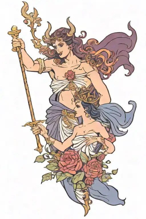 Hades and Persephone greek godess tattoo design idea