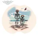 skeleton couple beach  tattoo design idea