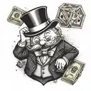 mr monopoly with money and dice tattoo design idea