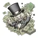 mr monopoly with money and dice tattoo design idea