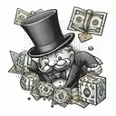 mr monopoly with money and dice tattoo design idea