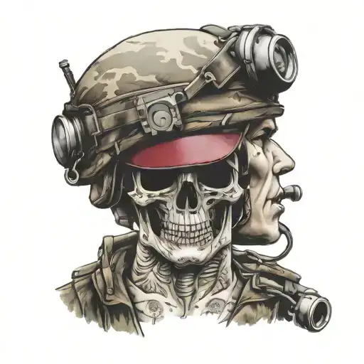 Army Airborne radio operator with a skull head and maroon beret tattoo design idea