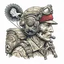 Army Airborne radio operator with a skull head and maroon beret as the hat tattoo design idea