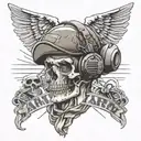 Army Airborne radio operator with a skull head and maroon beret as the hat tattoo design idea