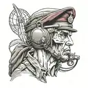 Army Airborne radio operator with a skull head and maroon beret as the hat tattoo design idea