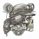 Army Airborne radio operator with a skull head and maroon beret as the hat tattoo design idea