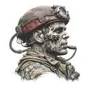 Army Airborne radio operator with a skull head and maroon beret tattoo design idea