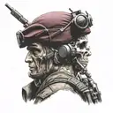 Army Airborne radio operator with a skull head and maroon beret tattoo design idea
