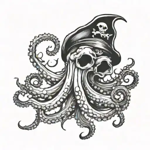 Pirate Octopus looking scary tattoo design idea