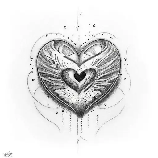 A split heart with a crying eye inside tattoo design idea
