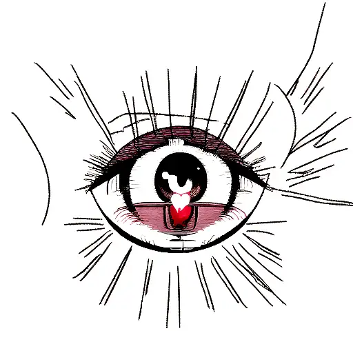 A split heart with a crying eye inside tattoo design idea