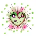 A split heart with a crying eye inside tattoo design idea