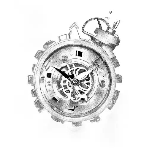 A broken heart with a bull and clockwork gears inside tattoo design idea