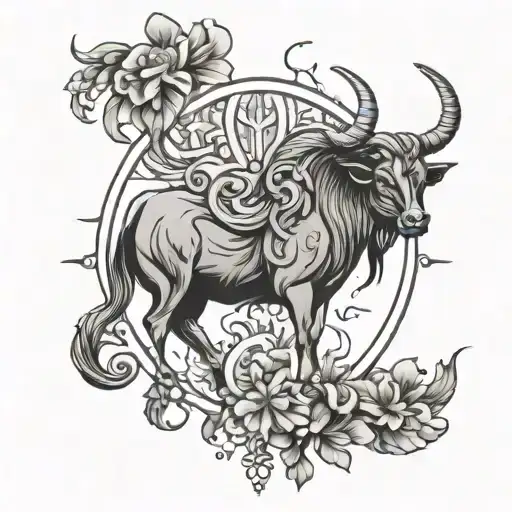 Virgo and Taurus zodiac symbol tattoo design idea
