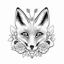 head fox with flowers  tattoo design idea