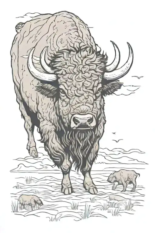 buffalo with a storm tattoo design idea
