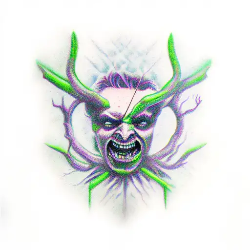 Devil's fork with ivy underground tattoo design idea