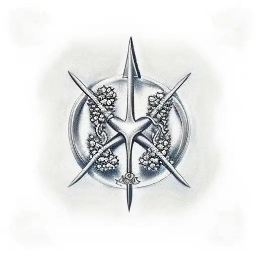 trident with ivy underground tattoo design idea