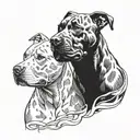  pitbull faces barking at each other half tattoo design idea