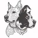  pitbull faces barking at each other half tattoo design idea