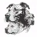  pitbull faces barking at each other half tattoo design idea