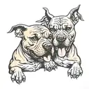 2 very  angry pitbull faces biting each other tattoo design idea