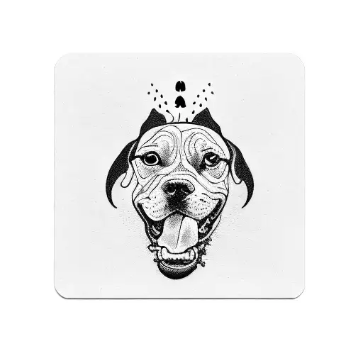 AN ACE CARD WITH DOG FACE AND  POPING WORD "9781 PUNTER" tattoo design idea