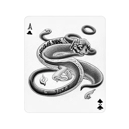 A playing card deck with each card featuring a different breed of dog or species of snake tattoo design idea