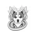 A playing card deck with each card featuring a different breed of dog or species of snake tattoo design idea