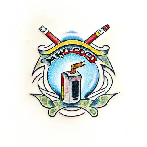 cigarette and alcohol tattoo design idea