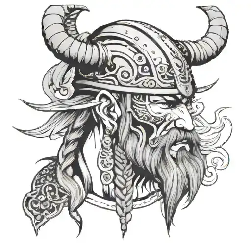 a face half viking half samourai deeper kyo with sky tattoo design idea